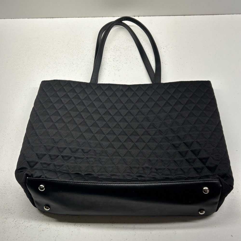 Ralph Lauren Black Quilted Diamond Nylon Tote Bag‎ Pink Interior Purse - Picture 3 of 9